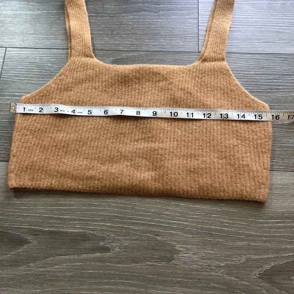 Everlane Camel Tan Wool Yak Hair Blend Ribbed Cozy Stretch Tank Size Large NWT - Picture 5 of 11